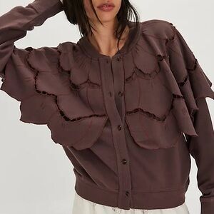 Free People Fluttercape Sweatshirt Small Double Espresso New With Tags